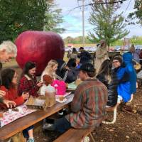 Everyone at picnic table